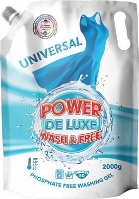 Гель для машинной и ручной стирки POWER DE LUXE универсальный 2 л