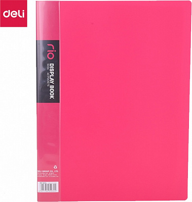 Папка с файлами E5034 микс А4 40ф 40мкм, Rio 24мм красный Deli