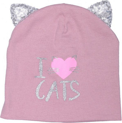 Шапочка детская для девочки Kraft 343-Т р.46-48 пыльная роза 