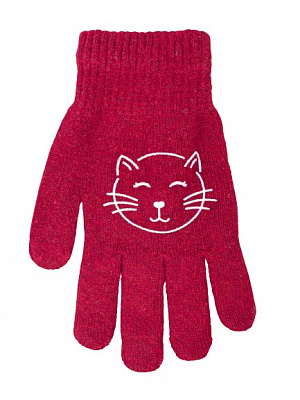 Варежки YO! Кот р.16 малиновый 