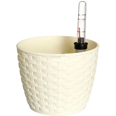 Горщик пластиковий Алеана Ротанг круглий 4,1л бежевий