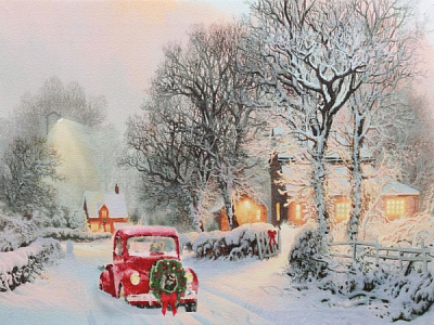 Картина новорічна з підсвічуванням 40х30 см ANB000390