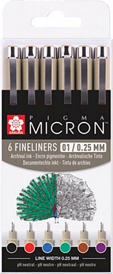 Набор линеров Sakura PIGMA MICRON 01 BASIC 6 цветов POXSDK016 