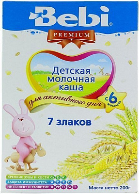 Каша молочная Bebi от 6 месяцев 7 злаків 3838471020961 200 г 