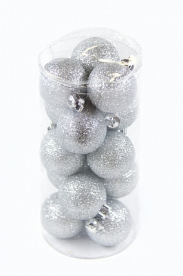 Набір ялинкових куль срібло d65 мм 12,5 см 15 шт./уп.