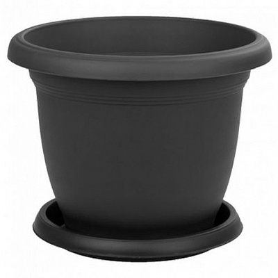 Горшок Serinova с поддоном VІLLA FLOWER №2 круглый 1 л антрацит (V502ANTHRACITE 11629) 