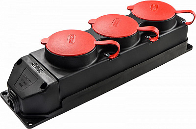 Колодка каучуковая АСКОУКРЕМ 3Р+РЕ с заземлением 3 гн. черный A0250010015 