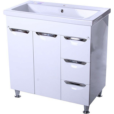 Тумба напольная Сансервіс Laura-80 с умывальником Como 80 белая