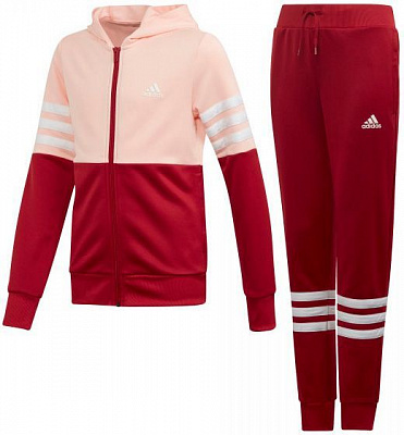 Спортивный костюм Adidas YG HOOD PES TS ED4639 р. 158 красно-розовый
