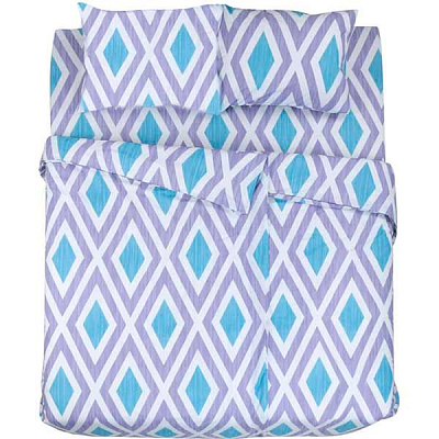 Комплект постельного белья Ромбы 2,0 голубо-бело-фиолетовый UP! (Underprice) 