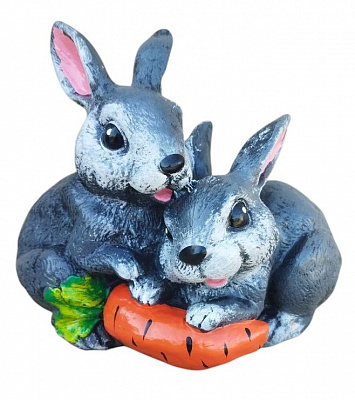 Скульптура садова Наша Кераміка Зайці пара з морквою