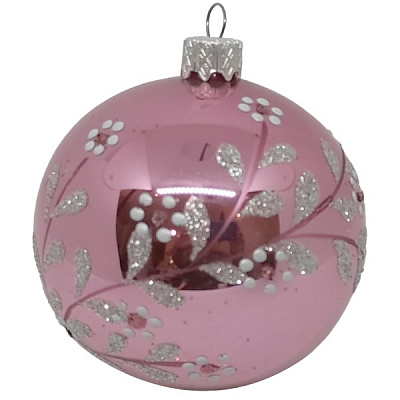 Шар новогодний 80 мм малиновый 6829