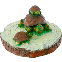 Фигура декоративная для водоемов Черепахи на древесине 20х20х7 см