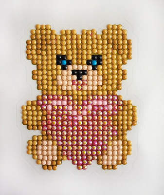 Набор со стразами (наклейка) Мишка с сердцем 9x9 см GoToArt