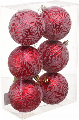 Набір ялинкових куль Іній в асортименті (EPI-N3-8006-310) d 80 мм 6 шт./уп.