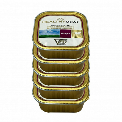 Корм для взрослых собак для всех пород Healthy Meat монопротеин 4+1 5х150 г перепелка