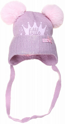 Шапочка дитяча для дівчинки Kraft+ р.42-44 бузковий із рожевим 1740