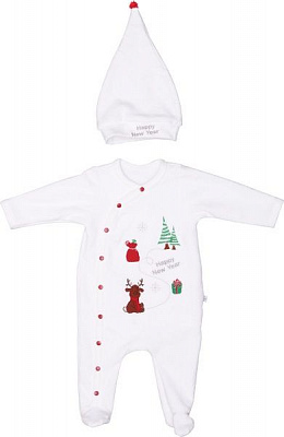 Комплект Фламінго ясельний святковий білий із принтом р.68 378-903