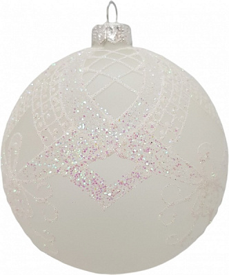 Подарочный шар Юріта Орнамент 100 мм белый матовый G100228M