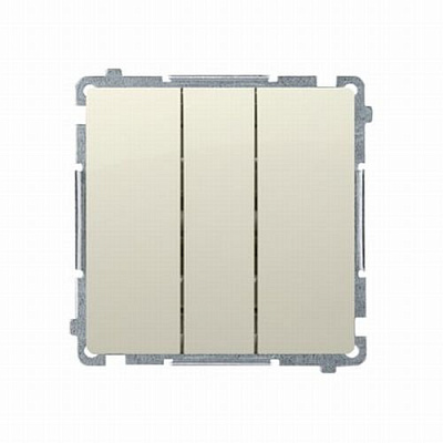 Выключатель трехклавишный Simon Basic без подсветки 10 А 250В кремовый BMW31.01/12