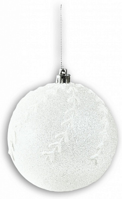 Куля новорічна Іній 80 мм білий 5202