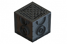 Дождеприемник Vodaland пластиковый Easy 250х250 с решеткой пластиковой щелевой черного цвета без корзины