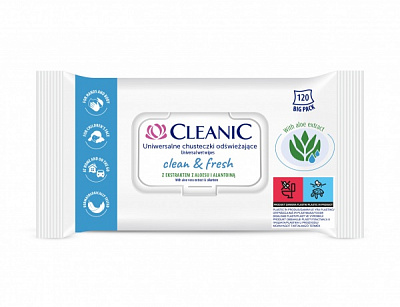 Влажные салфетки Cleanic Clean & Fresh с клапаном 120 шт.