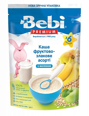 Каша молочная Bebi от 6 месяцев Premium Фруктово-злаковое ассорти 200 г 