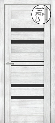 Дверное полотно ОМиС Lego 11 ВG (с фрезерованием п/з 96/85) ПО черное стекло 800 мм клен айс