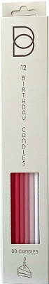 Свічки для торта BB CANDLES мікс червоно-рожевий 25 см 12 шт.