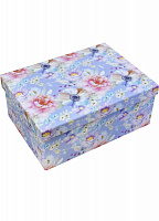 Коробка подарочная прямоугольная голубая с цветами 111018783 23х16,5 см