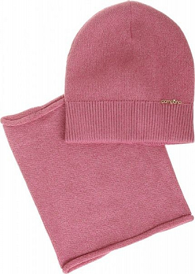 Комплект шапка + снуд Pompona для дівчаток р.52-54 пудровий 20 Z P 51 k