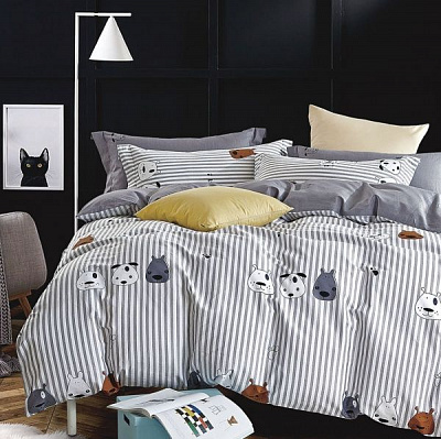 Комплект постільної білизни Happy dogs полуторний різнокольоровий принт La Nuit