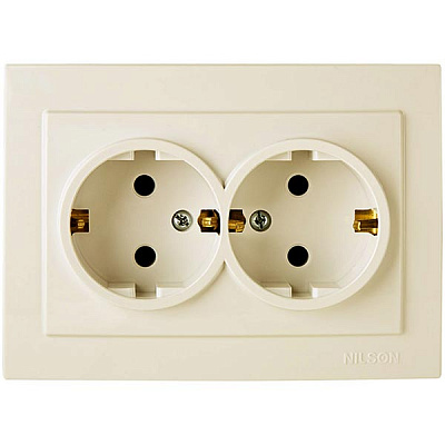 Розетка Nilson Touran 24121025 двойная с заземлением кремовая
