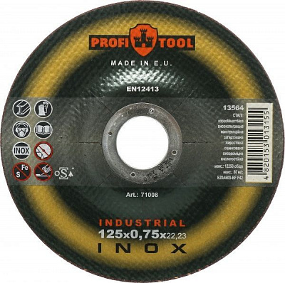 Круг отрезной по металлу PROFITOOL INOX INDUSTRIAL 125x0,75x22,2 мм 71008