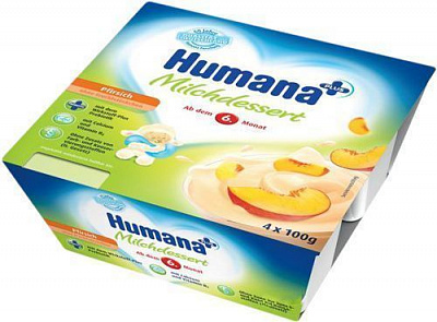 Кисломолочный продукт Humana с персиком и натуральными пребиотиками 4x100 г (4031244701121) 