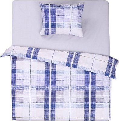 Комплект постельного белья Синяя клеточка 1,5 синий 