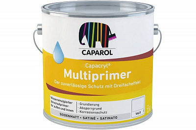 Грунтовка акриловая Caparol изолирующая для дерева и материала Aqua MultiPrimer шелковистый мат белая 2,5л