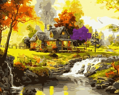 Картина за номерами Будинок у лісі bk_1334 50x40 см BookOpt