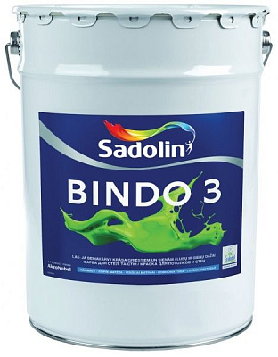 Краска интерьерная акриловая Sadolin BINDO 3 BW глубокий мат белый 15л 