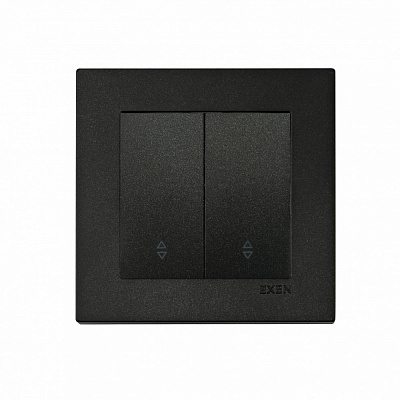 Вимикач прохідний двоклавішний EXEN Karell без підсвітки чорний 290-001402-211