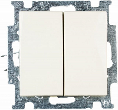Выключатель проходной двухклавишный ABB Basic 55 без подсветки 10 А 230В IP20 кремовый 2006/6/6 UC-92;2006/6/6 UC-92-50