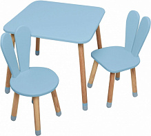 Комплект ArinWOOD Зайчик пастельно-синий (столик + 2 стульчика) 04-025BLAKYTN+1 