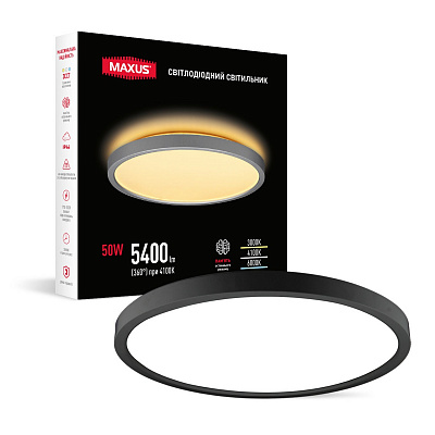 Светильник светодиодный Maxus 50 Вт черный 3000/4100/6000 К 1-MSP-50W-SLIM-BL