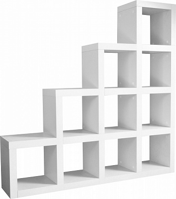 Стеллаж двухсторонний Inteo Кубус Стойка 4х4 1410x1410x290 мм белый 