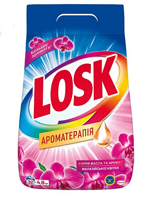 Пральний порошок для машинного та ручного прання Losk Ароматерапія Ефірні олії та Малазійська квітка 4,8 кг