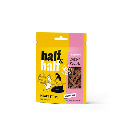 Лакомство для котов Half&Half мясные полосочки с креветкой 50 г