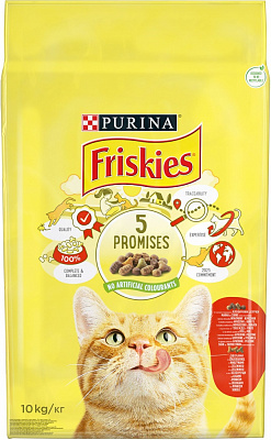Корм сухой для котов Purina Friskies с говядиной, курицей и овощами 10 кг