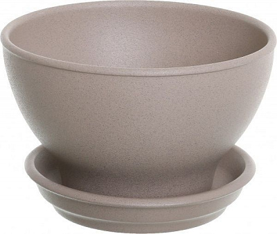 Горщик керамічний Оріана-Запоріжкераміка Бонсайниця глянець круглий 1л капучино (016-0-053)