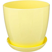 Горщик пластиковий Омела глянцевий жовтий круглий 3,3л жовтий 